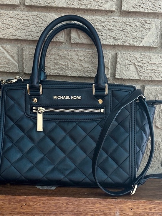 Michael Kors Handbags - Michael Kors Black Quilted Leather Satchel with Gold Hardware
